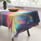 Celestial Rainbow Drift Abstract Space Prism Light and Ethereal Glow Tablecloth Gallery Image 3