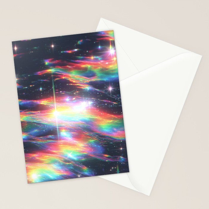Celestial Rainbow Drift Abstract Space Prism Light and Ethereal Glow Stationery Card Gallery Image 2