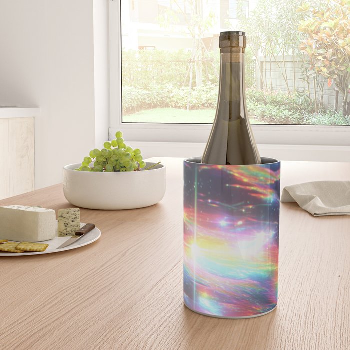 Celestial Rainbow Drift Abstract Space Prism Light and Ethereal Glow Wine Chiller Gallery Image 4