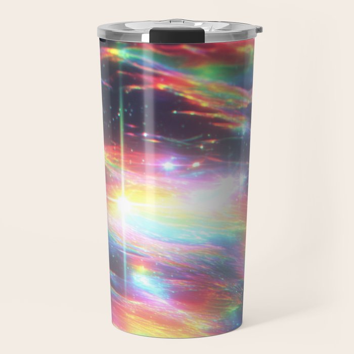 Celestial Rainbow Drift Abstract Space Prism Light and Ethereal Glow Travel Mug Gallery Image 1