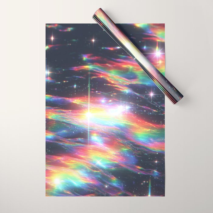 Celestial Rainbow Drift Abstract Space Prism Light and Ethereal Glow Wrapping Paper Gallery Image 1