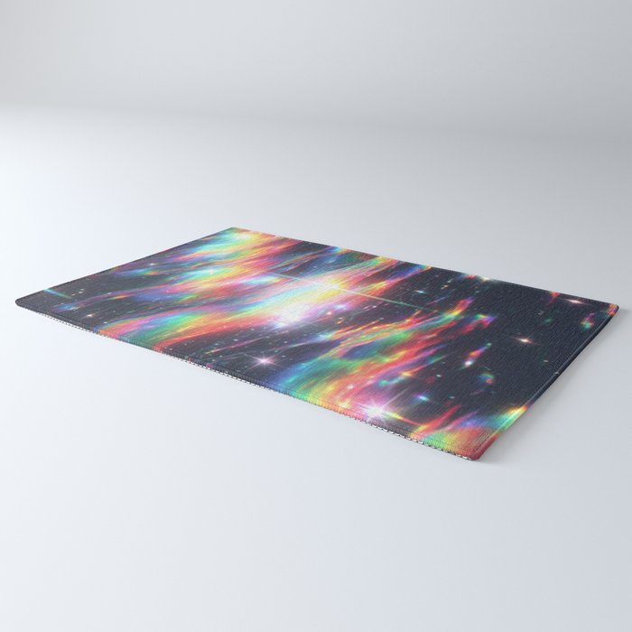 Celestial Rainbow Drift Abstract Space Prism Light and Ethereal Glow Rug Gallery Image 3