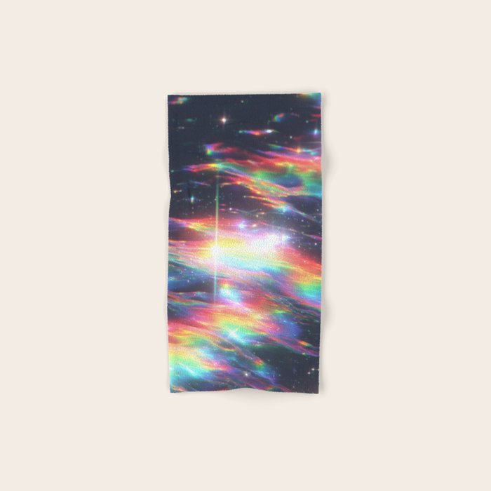 Celestial Rainbow Drift Abstract Space Prism Light and Ethereal Glow Bath Towel Gallery Image 1