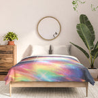 Celestial Rainbow Drift Abstract Space Prism Light and Ethereal Glow Comforter Gallery Image 3