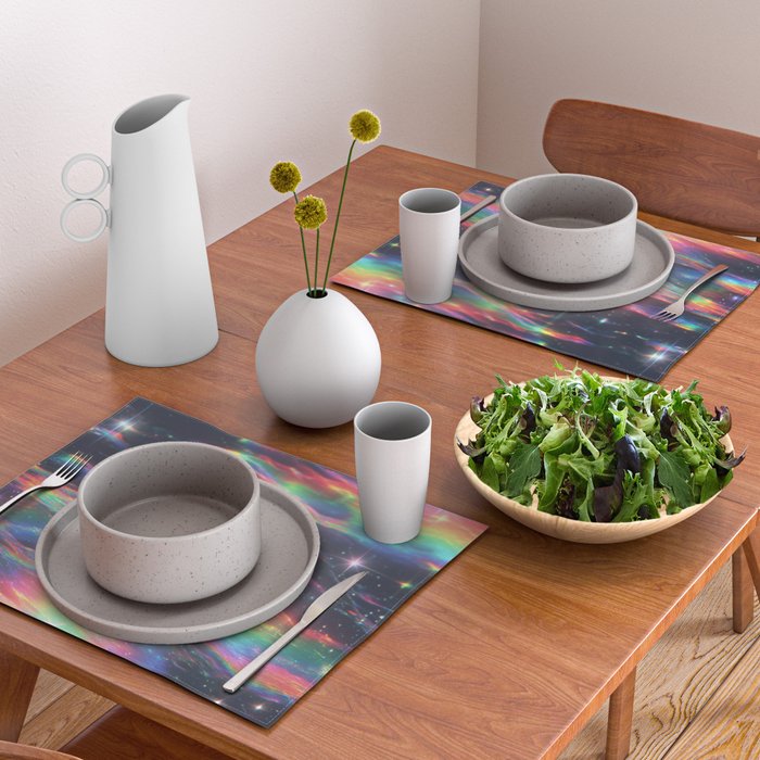 Celestial Rainbow Drift Abstract Space Prism Light and Ethereal Glow Placemat Gallery Image 2