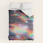 Celestial Rainbow Drift Abstract Space Prism Light and Ethereal Glow Comforter Gallery Image 6