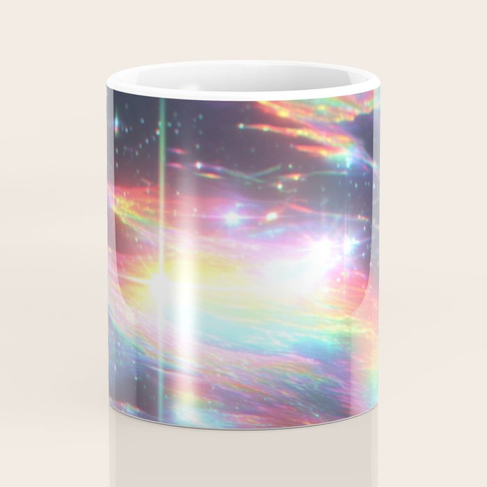 Celestial Rainbow Drift Abstract Space Prism Light and Ethereal Glow Coffee Mug Gallery Image 4