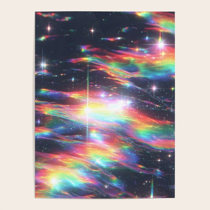 Celestial Rainbow Drift Abstract Space Prism Light and Ethereal Glow Poster Gallery Image 1