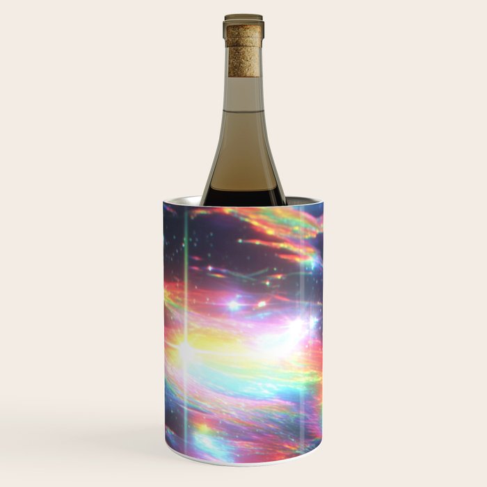 Celestial Rainbow Drift Abstract Space Prism Light and Ethereal Glow Wine Chiller Gallery Image 1