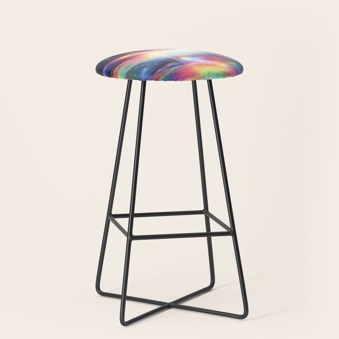 Celestial Rainbow Drift Abstract Space Prism Light and Ethereal Glow Stool Gallery Image 1