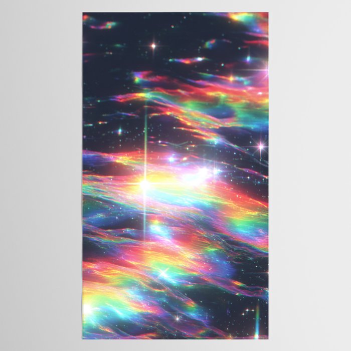 Celestial Rainbow Drift Abstract Space Prism Light and Ethereal Glow Tablecloth Gallery Image 2