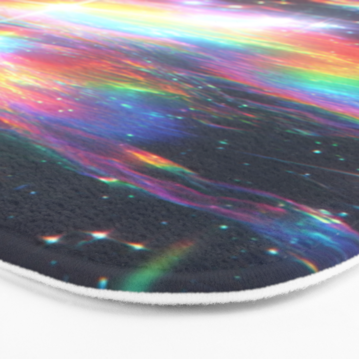 Celestial Rainbow Drift Abstract Space Prism Light and Ethereal Glow Bath Mat Gallery Image 3