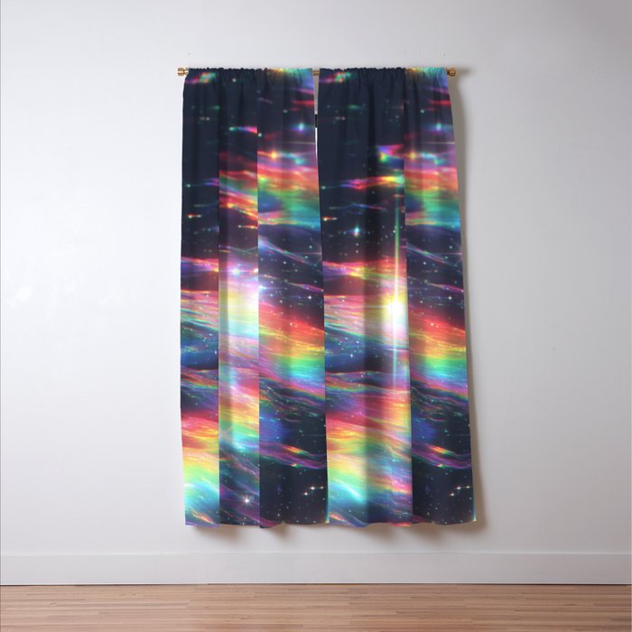 Celestial Rainbow Drift Abstract Space Prism Light and Ethereal Glow Window Curtain Gallery Image 3