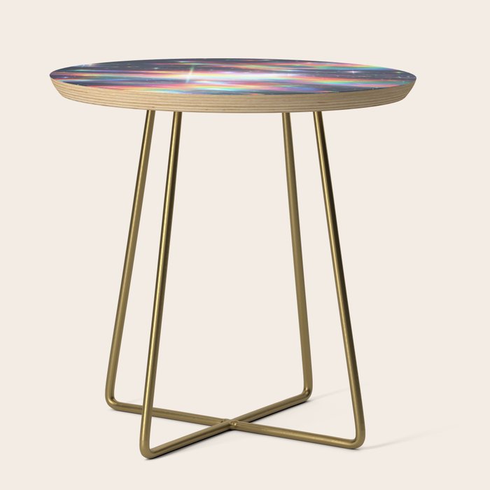 Celestial Rainbow Drift Abstract Space Prism Light and Ethereal Glow Side Table Gallery Image 1