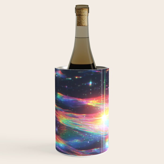 Celestial Rainbow Drift Abstract Space Prism Light and Ethereal Glow Wine Chiller Gallery Image 2