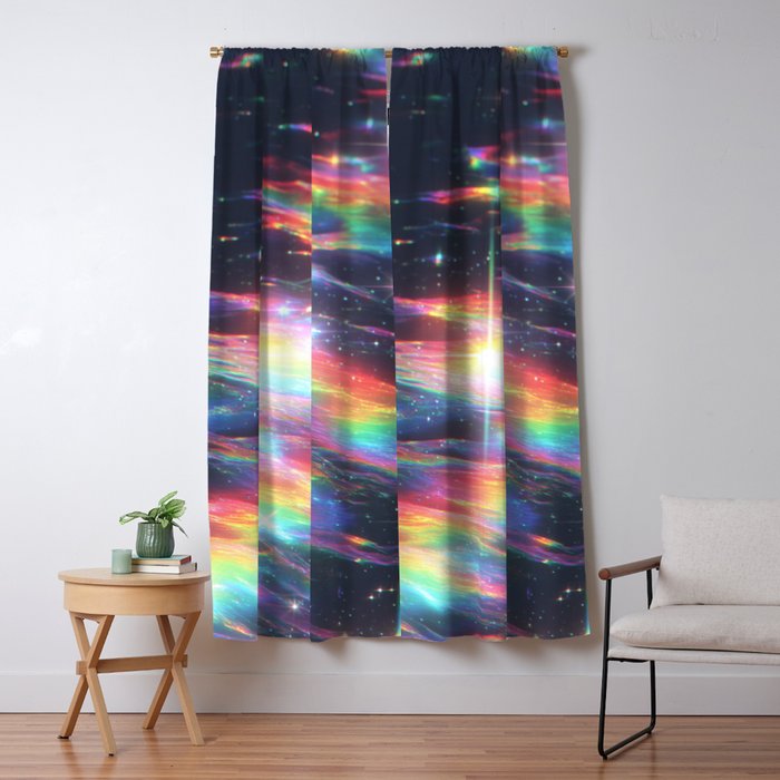 Celestial Rainbow Drift Abstract Space Prism Light and Ethereal Glow Window Curtain Gallery Image 5