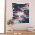 Celestial Rainbow Drift Abstract Space Prism Light and Ethereal Glow Wall Tapestry Gallery Image 2