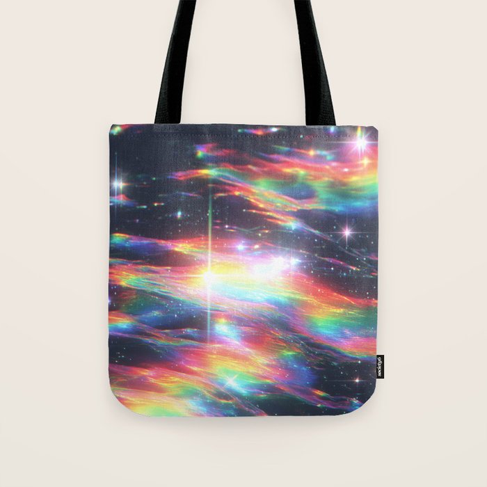Celestial Rainbow Drift Abstract Space Prism Light and Ethereal Glow Tote Bag Gallery Image 1