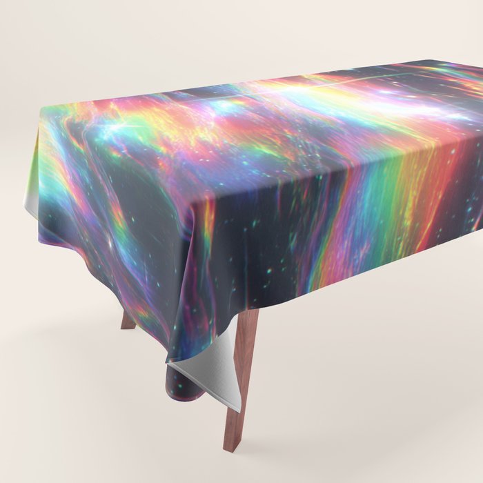 Celestial Rainbow Drift Abstract Space Prism Light and Ethereal Glow Tablecloth Gallery Image 1