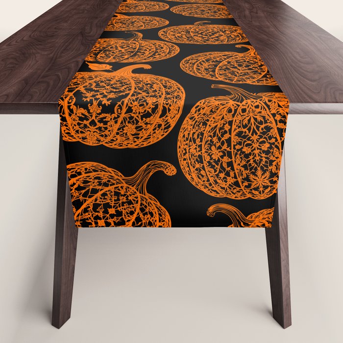 Lace Pumpkin Halloween Pattern Needle Bobbin Crochet Thread Table Runner Gallery Image 1