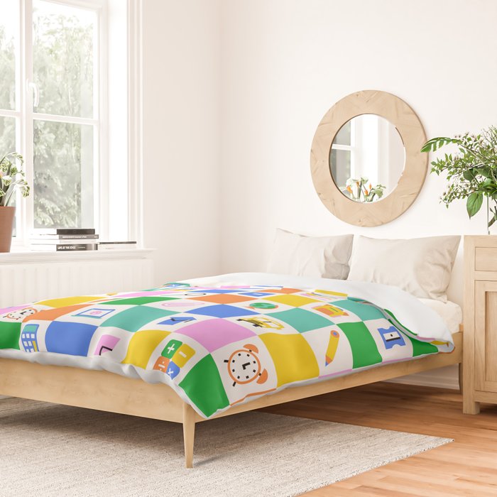 Colorful back to school checkered art pattern Duvet Cover Gallery Image 2