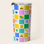Colorful back to school checkered art pattern Travel Mug Gallery Image 3