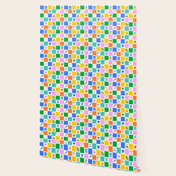 Colorful back to school checkered art pattern Wallpaper Gallery Image 2