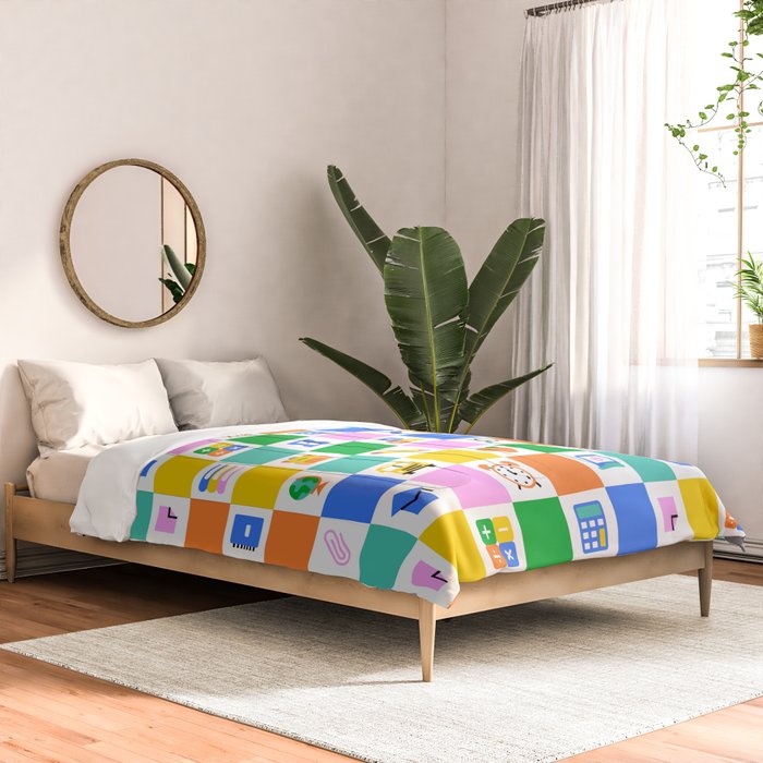 Colorful back to school checkered art pattern Comforter Gallery Image 2