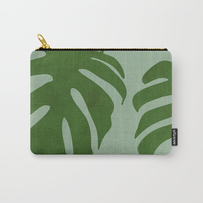 monstera leaves minimal plant green summer Carry All Pouch Gallery Image 1