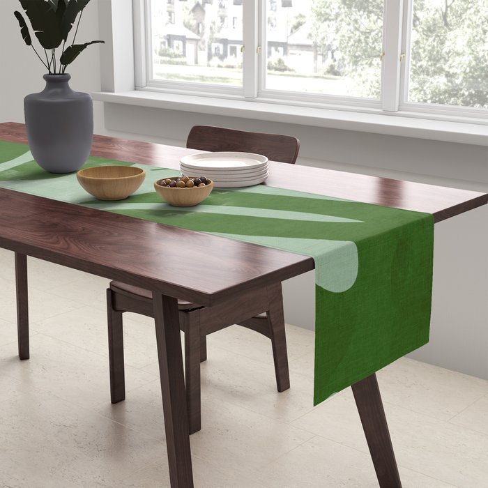 monstera leaves minimal plant green summer Table Runner Gallery Image 2