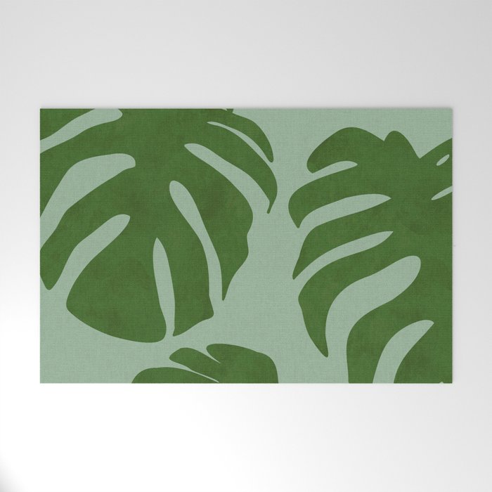 monstera leaves minimal plant green summer Welcome Mat Gallery Image 1