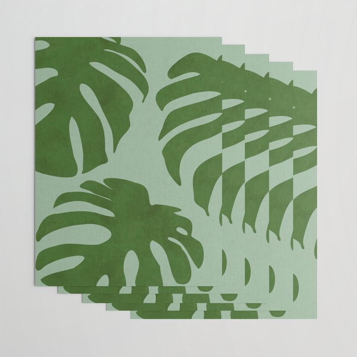 monstera leaves minimal plant green summer Wrapping Paper Gallery Image 3