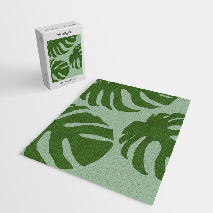 monstera leaves minimal plant green summer Jigsaw Puzzle Gallery Image 2
