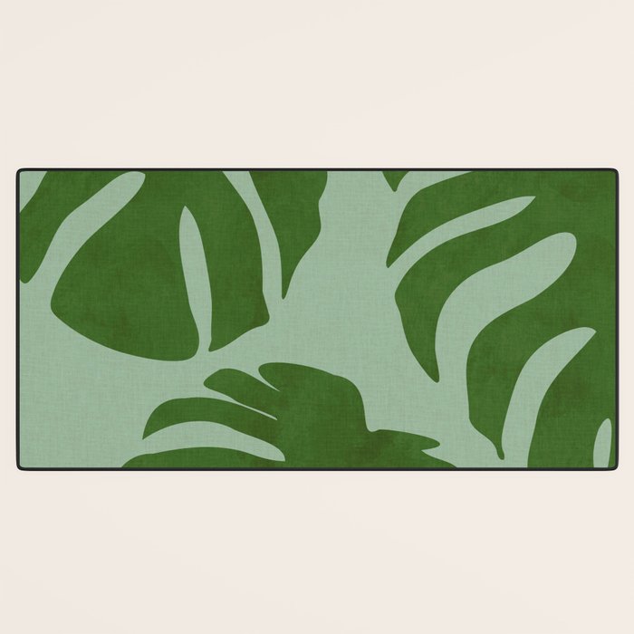 monstera leaves minimal plant green summer Desk Mat Gallery Image 3