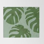 monstera leaves minimal plant green summer Throw Blanket Gallery Image 2