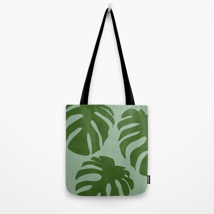 monstera leaves minimal plant green summer Tote Bag Gallery Image 2