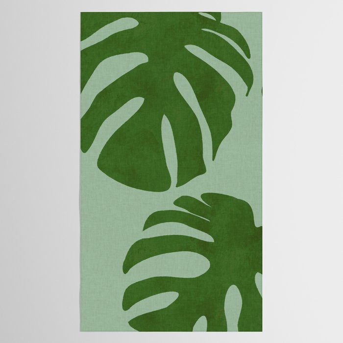 monstera leaves minimal plant green summer Tablecloth Gallery Image 2