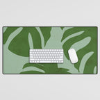 monstera leaves minimal plant green summer Desk Mat Gallery Image 1