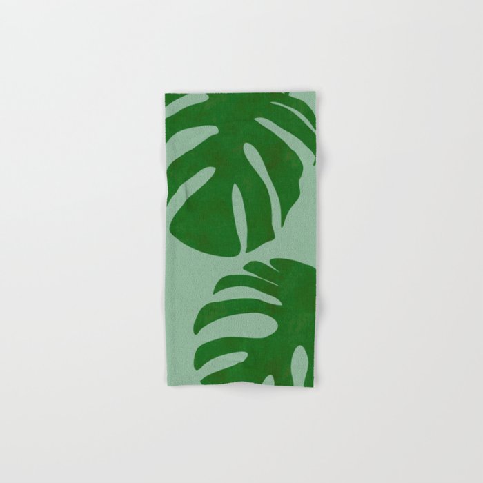 monstera leaves minimal plant green summer Bath Towel Gallery Image 1