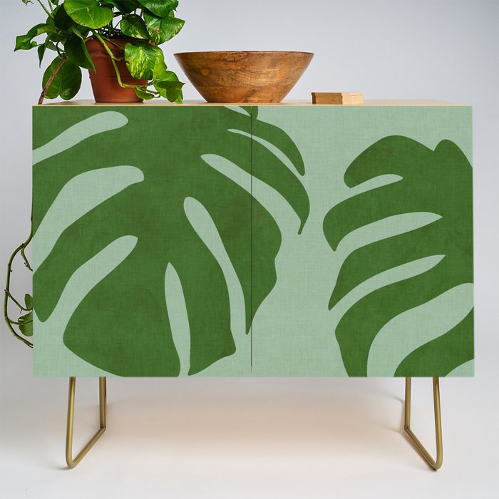 monstera leaves minimal plant green summer Credenza Gallery Image 1