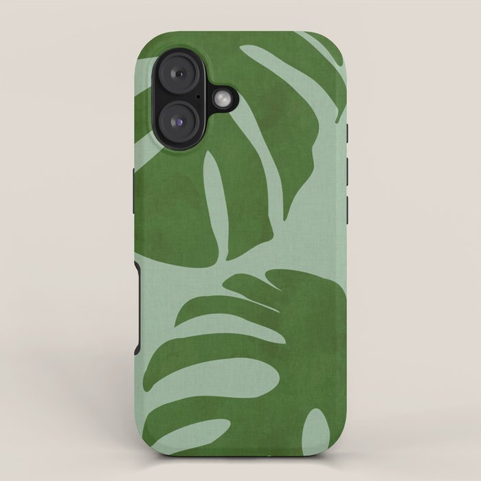 monstera leaves minimal plant green summer iPhone Case Gallery Image 1