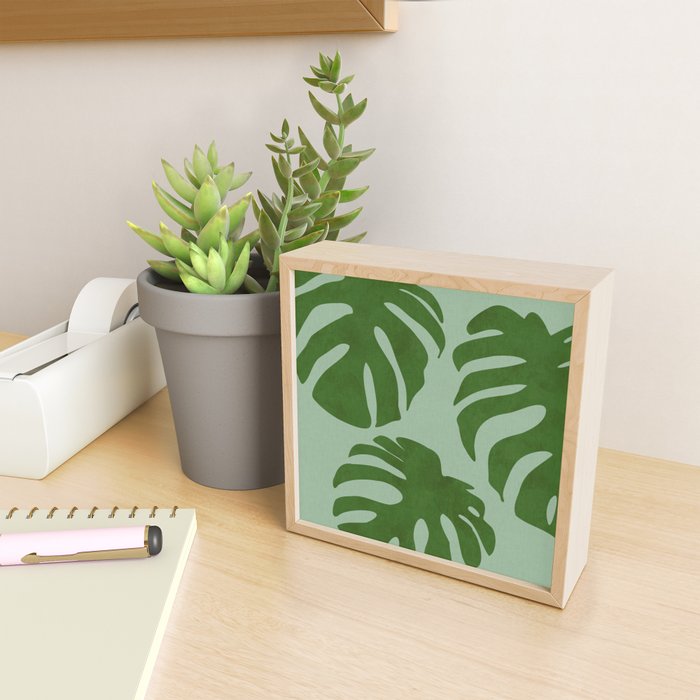 monstera leaves minimal plant green summer Mini Art Print Gallery Image 2