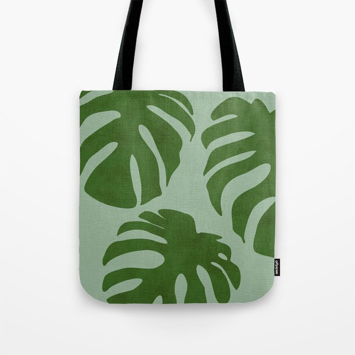 monstera leaves minimal plant green summer Tote Bag Gallery Image 1