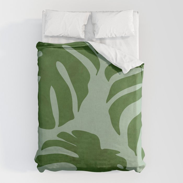 monstera leaves minimal plant green summer Duvet Cover Gallery Image 1