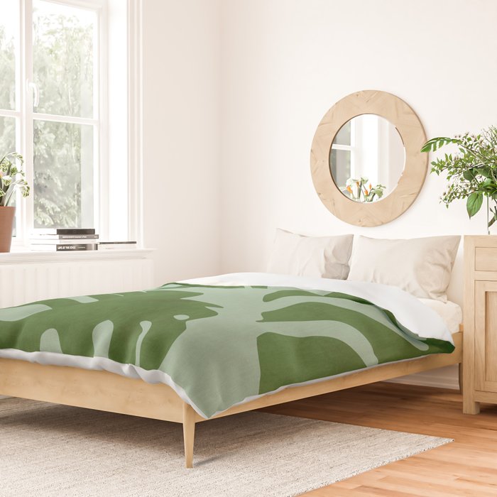 monstera leaves minimal plant green summer Duvet Cover Gallery Image 2