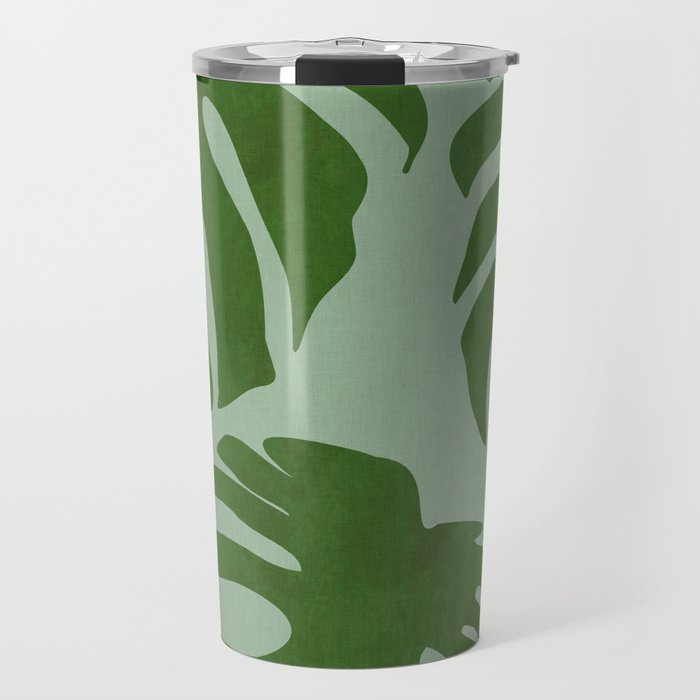 monstera leaves minimal plant green summer Travel Mug Gallery Image 1