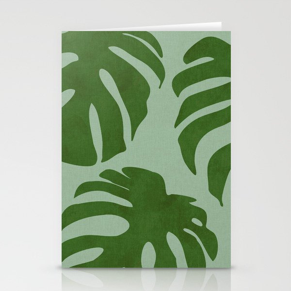 monstera leaves minimal plant green summer Stationery Card Gallery Image 2
