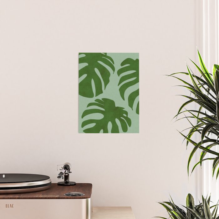 monstera leaves minimal plant green summer Poster Gallery Image 2