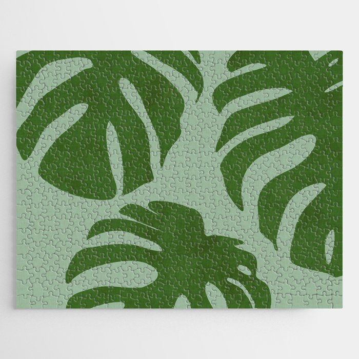 monstera leaves minimal plant green summer Jigsaw Puzzle Gallery Image 1