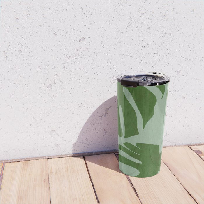 monstera leaves minimal plant green summer Travel Mug Gallery Image 4
